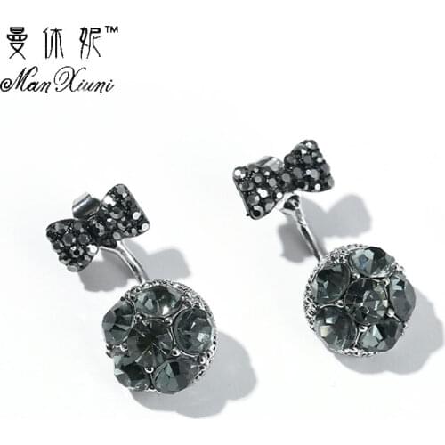 2018 Fashion Trend Crystal Stud Earring Double Sided Beads Ball Earrings Ear Stud Gift Women Jewelry Personality Classic