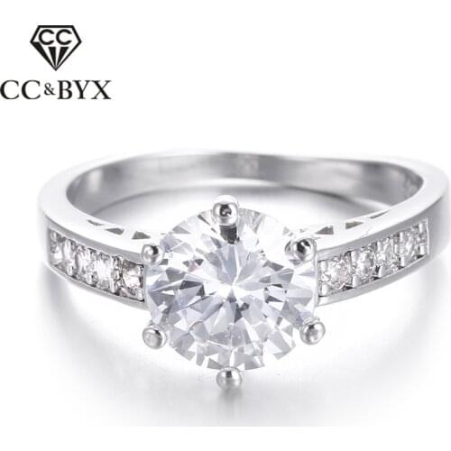 Fashion Jewelry Wedding Rings For Women White Gold color Womens CZ Rings Bijoux Femme Anillos CC232