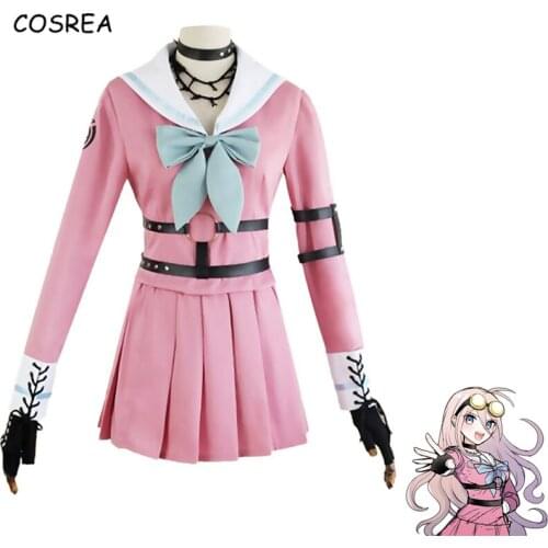 Anime Danganronpa Miu Iruma Cosplay Costume Women Wigs Girls Pink White Uniforms Dress Full Set Dangan Ronpa 2 Womens Clothes
