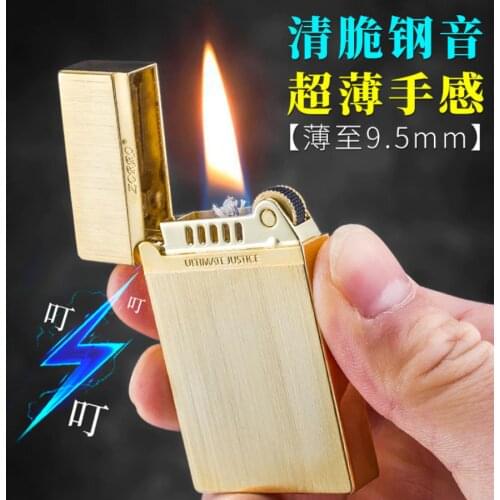 ZORRO Ultrathin fashion Kerosene gasoline petroleum oil cigarette lighter Personalized metal grinding wheel igniter men gift