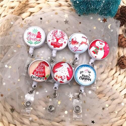 1Pcs New Arrival Cute Santa Clause Retractable Badge Reel Winter Christmas Students child Name card ID Card Badge Holder Clips
