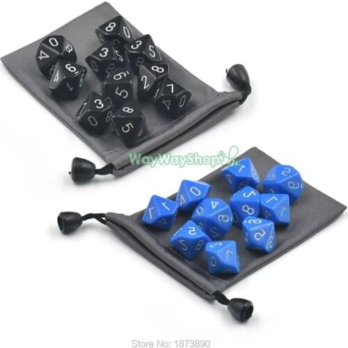 10 PCS 10 Sided Dice Game + One Game bag Black Blue Choice