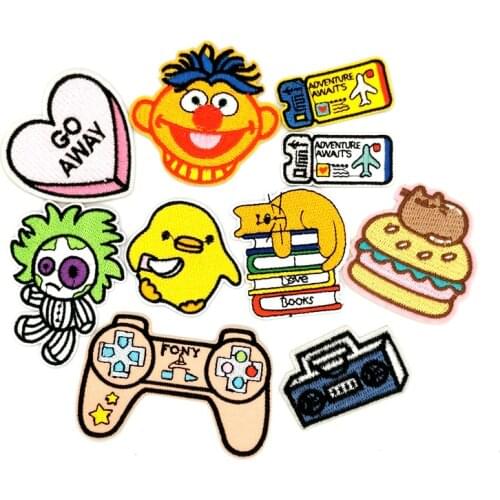 10PCS Anime Patches Cartoon Yellow Duck Embroidered Patch for Clothing Cute Animal iron on Badges on Clothes Applique Stickers