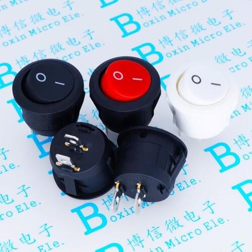 10PCS/LOT 23mm Diameter Round Boat Rocker Switches 6A250V Red Round 2 Pin ON-OFF SPDT Rocker Switch KCD1