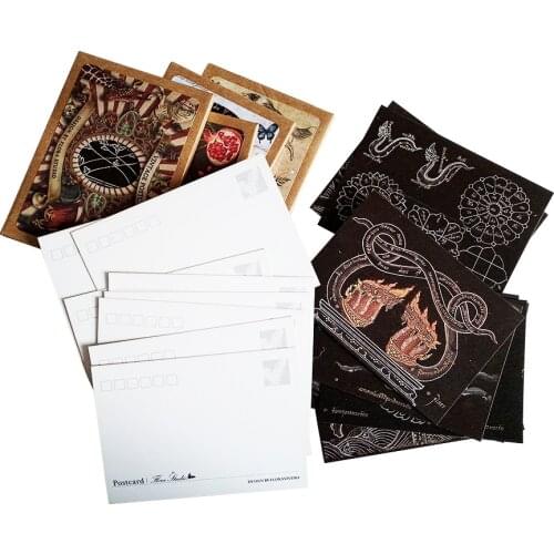 16 Pcs/lot DIY Vintage Retro Kraft Paper Postcard Black Paper Greeting Cards Fairy Tale Style Card For Festival Party Invitation