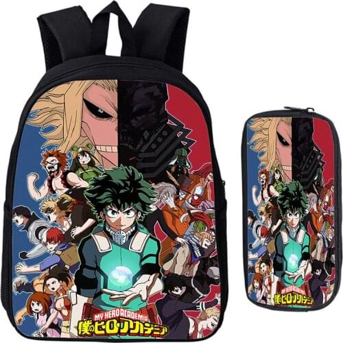 My Hero Academia Kindergarten Backpack Toddler 2pcs Set Book Bags Kids Mini Schoolbags Waterproof Plecak Daily Children Mochila