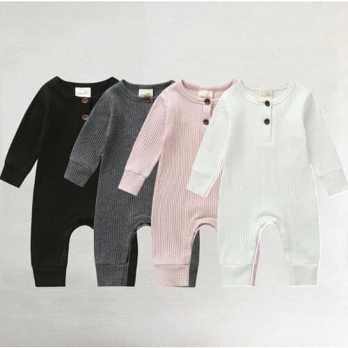 2019 Baby Boy Girl Knitted Rompers Autumn Winter Newborn Warm Clothes Long Sleeve O-Neck Jumpsuit Solid Baby Rompers 0-18M