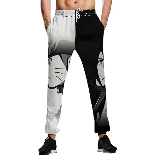 2021 Mens Loose Printed Pants Youth Casual Elastic Lace Trousers