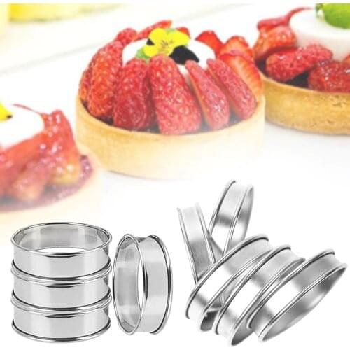 4Pcs Double Rolled TartRings Stainless Steel English Muffin Rings Professional Crumpet Rings