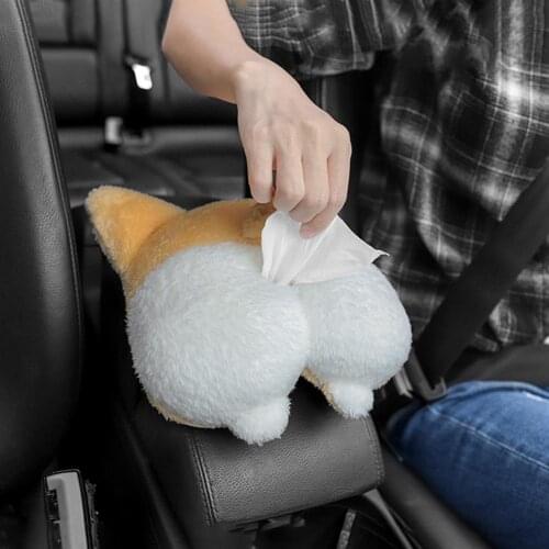 Car Tissue Box Interior Accessories Dual-purpose Cute Carton Plush Tissue Holder Set Car Supplies Portable Home Office Paper Box