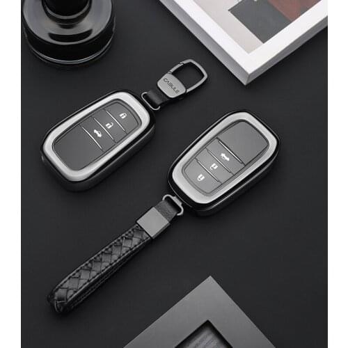 Car Aluminium Alloy TPU Key Holder Cover Case Shell For Toyota RAV4 Alphard 2/3 button key Accessories