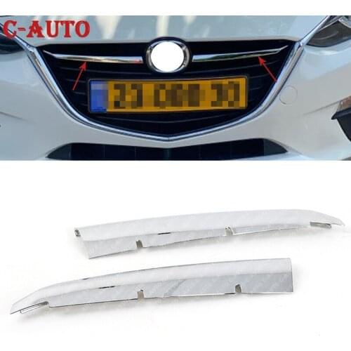 2PCS Car Styling Chrome Front Radiator Mesh Grille Grill Cover Trim Insert Molding Garnish Guard For Mazda 3 Axela BM 2014-2016
