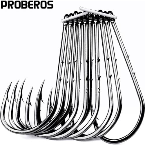 PROBEROS Brand Lure Fishing Hook 6#-6/0# Fish Hook BAITHOLDER Black Color Jig Big Hook Treble Hooks Pesca