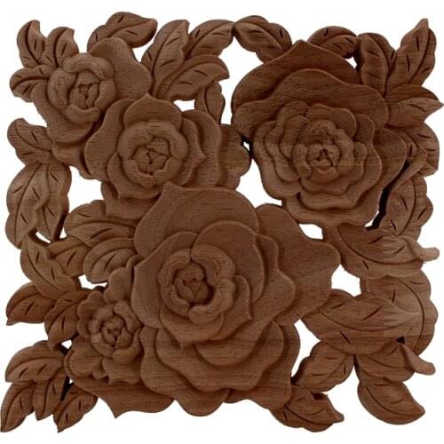 Rose Flower Wood Applique, European Trim, Decorative Decals, Door and Table Decorated with Carved Home Decoration Accessories