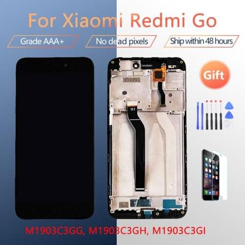 For XIAOMI Redmi Go Original LCD screen assembly with front case Black With repair tools and Tempered film