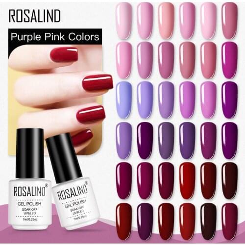 ROSALIND Nail Gel Polish Glitter Purple Pink Hybrid Varnishes All For Manicure Gel Vernis Semi Permanent Nail UV Gel Top Coat