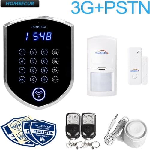 HOMSECUR DIY Wireless YC04-3G WCDMA-3G/Landline Home Security Alarm System With Touch Keypad,PIR,Door Sensor,Remote Control
