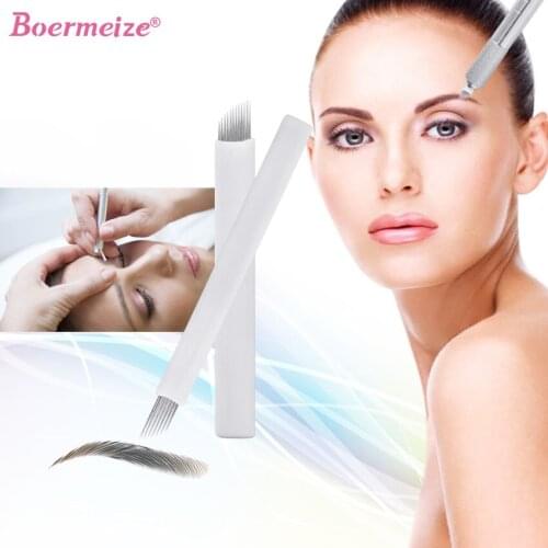 Microblading Needles 7Pin 12Pin Permanent Makeup Supply Tebori Sterilized Eyebrow Lip Eyeliner Beauty Tools Curved Tattoo Blades