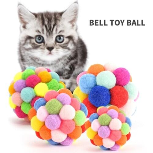 Pet Cat Toy Colorful Handmade Bells Bouncy Ball Built-In Catnip Interactive Toy Great for Fun and Entertainment For Cat & Kitten