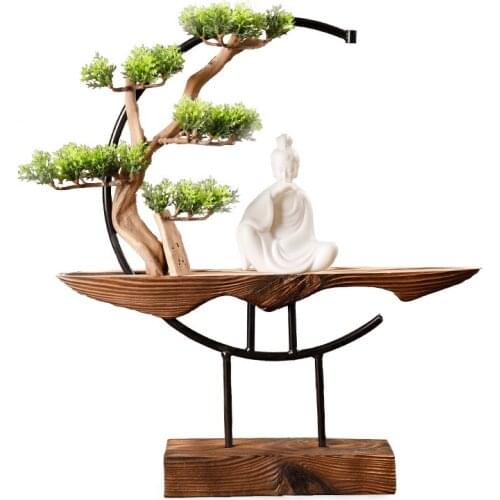 Ceramic Modern Incense Burner Smoke Back Flow Chinese Creative Incense Burner Pine Tree Vintage Encensoir Spiritual Decor EI50IB