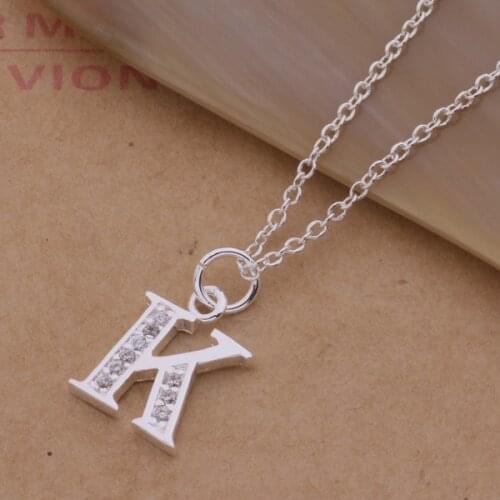 An217 Hot 925 Sterling Silver Necklace 925 Silver Fashion Jewelry Pendant Letter K /gkhapboa Aovajgca