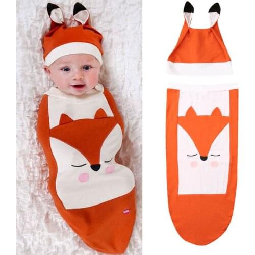 2PCS Newborn Baby Girl Boy Swaddle Wrap Blanket Sleeping Bag+Hat Outfits Set