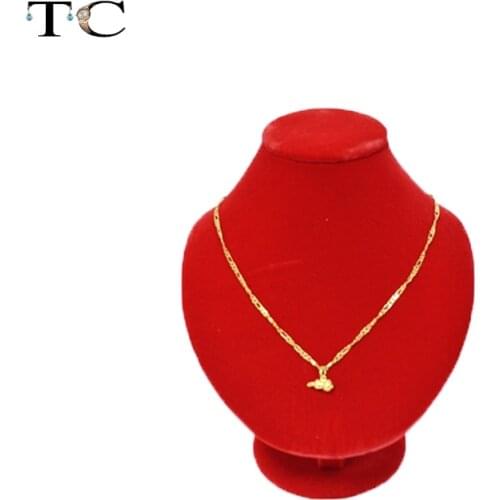 Red Velvet Neckform Jewelry Display Necklace Holder for Wedding Gold Jewellery, Medium Neck Bust Pendant Necklace Stand Holder