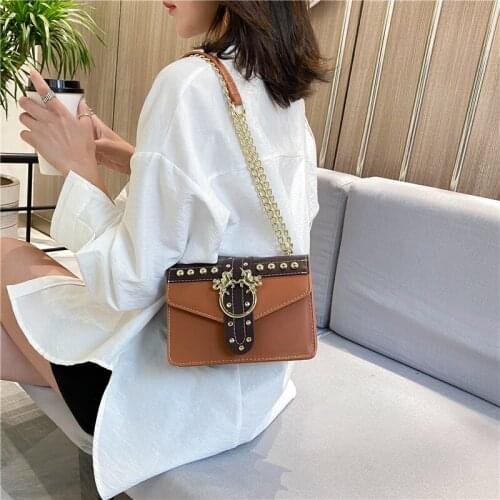Fashion PU leather rivet design bags for women 2021 square lady Shoulder Messenger Bag crossbody bags for women sac a main femme