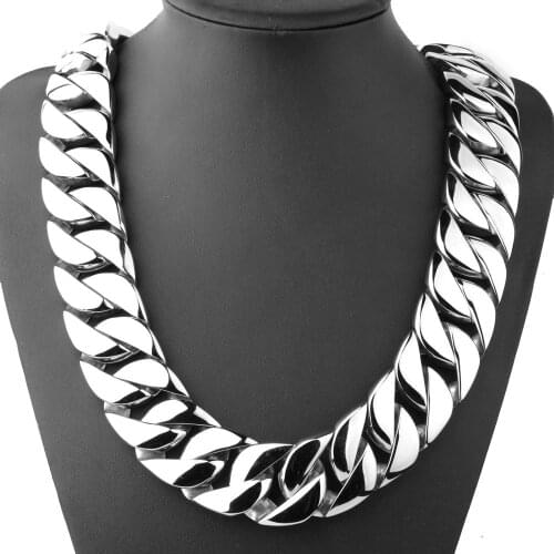 26/31mm Heavy Curb Cuban Chain Polished Silver Color Mens Metal Stainless Steel Necklace Or Bracelet Fashion Jewelry 1PCS