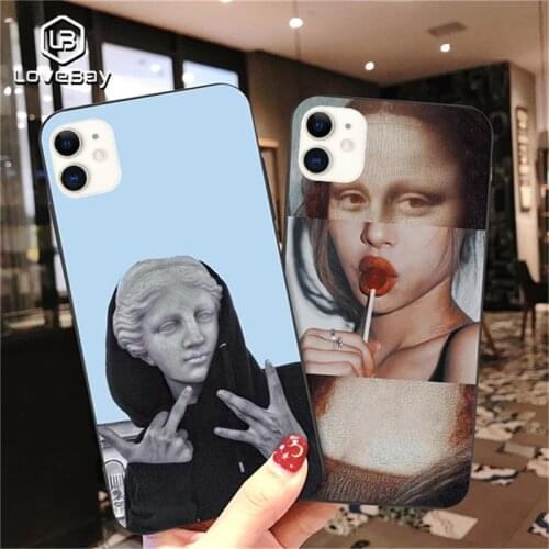 Lovebay Phone Case For iPhone 11 6 6s 7 8 Plus X XR XS 11Pro Max 5 5s SE Cartoon Statue Abstract Art Painted Soft TPU Back Cover
