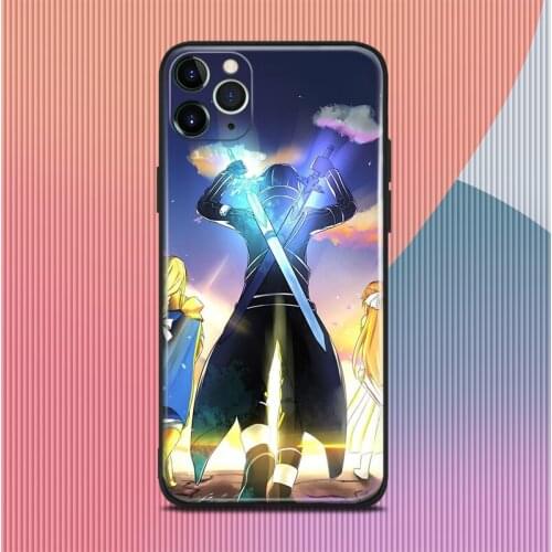 Sao Dual Blades kirito asuna and alice For iPhone se 6s 7 8 plus x xr xs 11 12 mini pro max soft silicone phone case cover shell