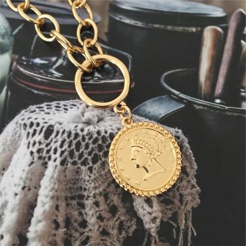 2020 New Arrivals Gold Color Plating Coin with Circle Pendant Necklace For Women Bohemia Chic Statement High Quality Jewelry