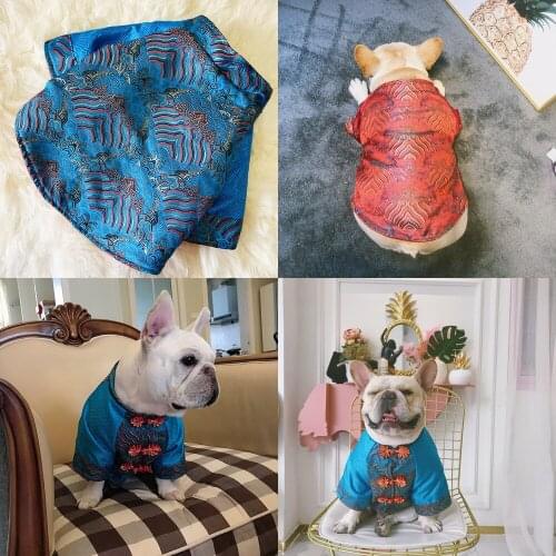Pug Dog Clothes Winter French Bulldog Clothing Frenchie Dog Coat Jacket Tang Suit Chinese New Year Pet Costume Outfit Apparel