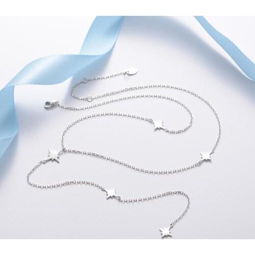 925 Sterling Silver Fine Jewelry Tiny Delicate Multiple Starburst Necklaces for Women Girls Birthday Christmas Promotion Gifts