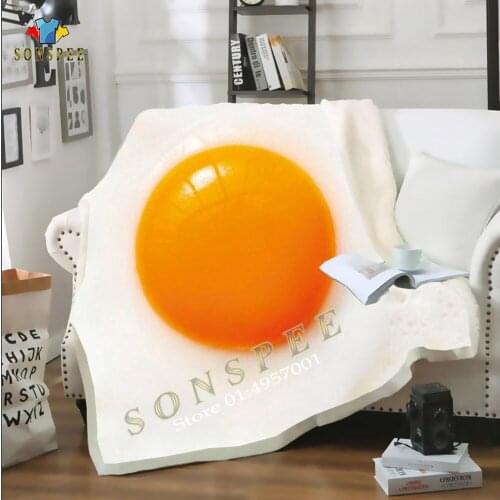 Food Egg 3D Printing Funny Plush Fleece Blanket Adult Fashion Quilts Home Office Washable Duvet Casual Kids Girls Sherpa Blanket