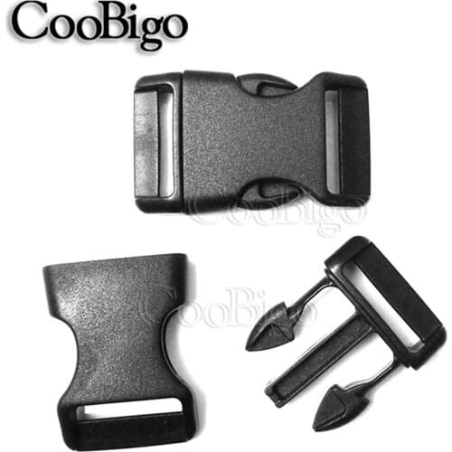 100 Plastic Side Release Buckle Curved Black for Dog Collar Paracord Bracelet Belt Backpack Strap Luggage Webbing 20mm