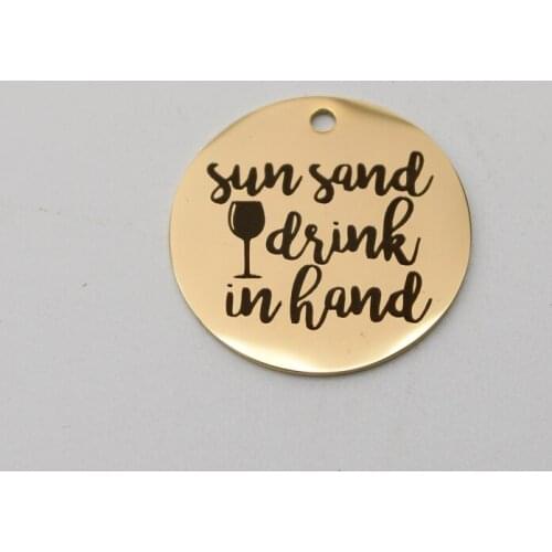 20pcs Stainless Steel Sea Beach Charm Sun Sand Drink In Hand Charms Pendant For DIY Handmade Accessories