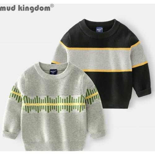 Mudkingdom Boys Pullover Sweater Loose Fit Pull on Long Sleeve Crew Neck Panelled Undershirts for Children Autumn Winter Clothes