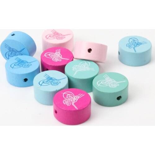 Mixed Note Painted Round Wooden Spacer Beads For Jewelry making DIY 20x10mm 10pcs 2018 New KL107