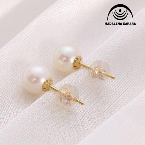 MADALENA SARARA 8-12mm Freshwater Pearl White Pearl Earrings S925 Earrings Stud Earrings Luxury Elegant Jewelry