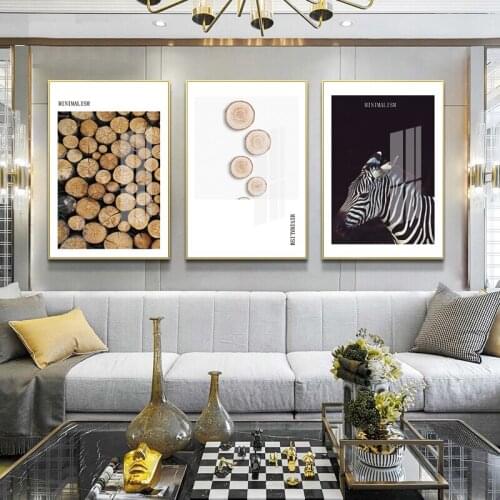Scandinavian Black White Zebra Wood Canvas Print Painting Nordic Poster Art Wall Picture for Living Room Minimalism Home Decor