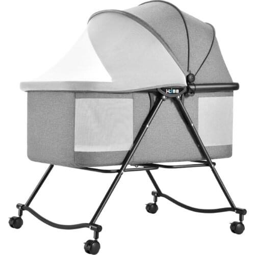 Foldable Crib for Newborns, Can Half Lying, Travel Bassinet with Removable Tent, Portable Baby Nursery Center Bed