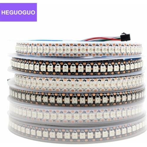 DC5V WS2812B RGB LED Strip Individually Addressable WS2812 Smart Tape Light Dual Signal 1m 0.5m 144leds/m IP30 IP65 IP67