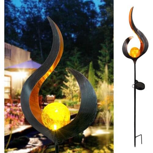 LED Solar Light Garden Lights Solid Flame Iron Outdoor Lamp Control Induction Landscape Lamps Pathway Lawn Warm