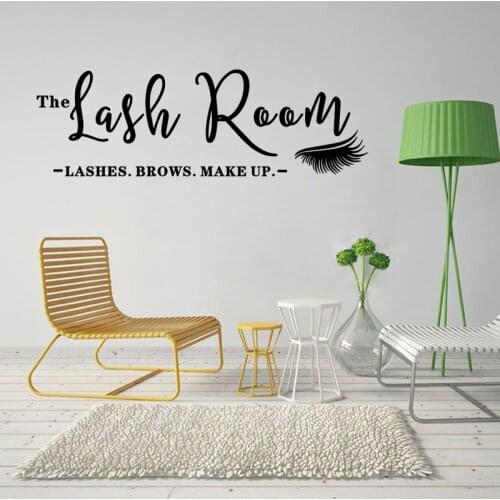 WJWY The Lash Room Sign Vinyl Wall Sticker Eyelash Studio Beauty Salon Decor Lashes Brows Make Up Wall Art Decal Window Poster