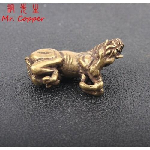 Vintage Pure Copper Horse Miniatures Figurines Ornaments Brass Lucky Wealth Horse Figures Tea Pet Antique Collection Desk Decor