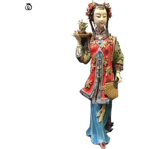 WU CHEN LONG Chinese Style Classical Beautiful Women Statue Decoration Lady Art Sculpture Ceramic Craft Desktop Home Decor R7007