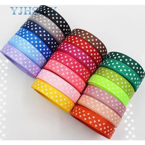 YJHSMY 1762212, Polka Dots satin Ribbon,10MM ,20 yards The tape for Sewing , DIY Headdress Accessories Handmade material