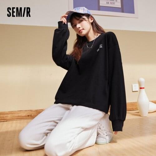 SEMIR Sweatshirt Women Autumn 2021 New Purple O Neck Hoodie Ladies Lazy Sweet Cool Thin WomenS Hoodies