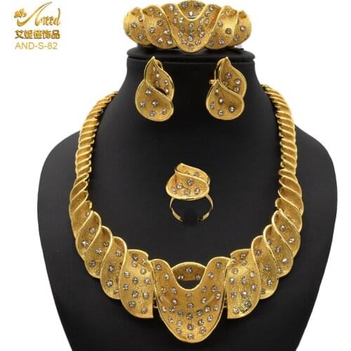 Jewelery Set Gold Ring Gold Plated Women Gift Sets Jewelries Earrings Necklaces Jewellery Wedding Earings Chaine Girls Gifts